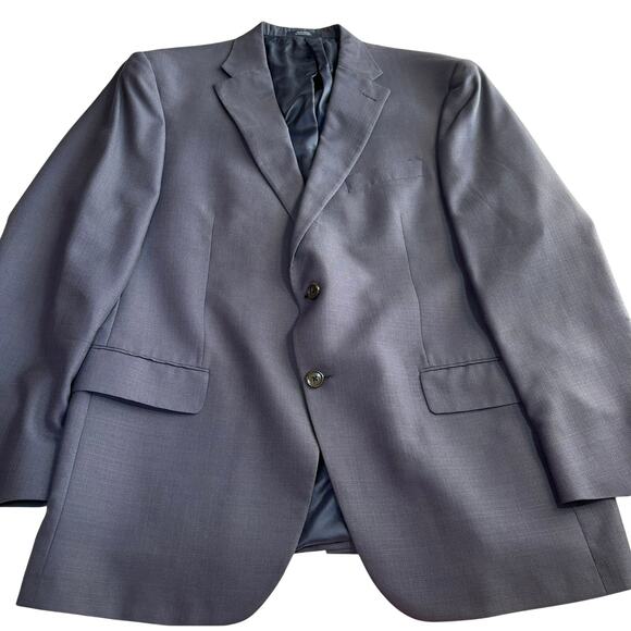 Hart Schaffer Marx Navy Blue Birdseye Pattern Jacket Size 48R Made in USA - Picture 1 of 9